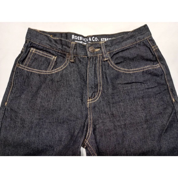Sears Roebuck boys jeans size 16 dark wash 100% cotton mid rise adjustable wiast - Picture 2 of 11